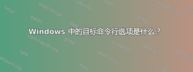 Windows 中的目标命令行选项是什么？