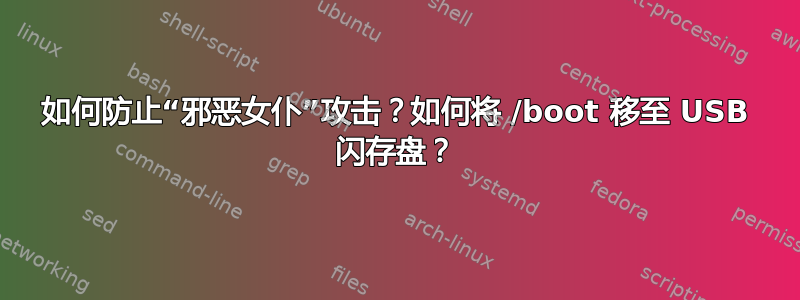 如何防止“邪恶女仆”攻击？如何将 /boot 移至 USB 闪存盘？