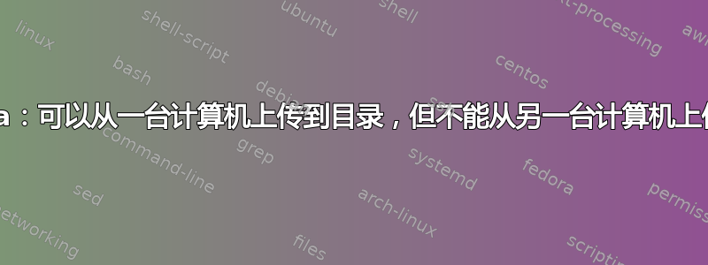 FileZilla：可以从一台计算机上传到目录，但不能从另一台计算机上传到目录