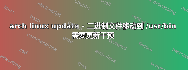 arch linux update - 二进制文件移动到 /usr/bin 需要更新干预