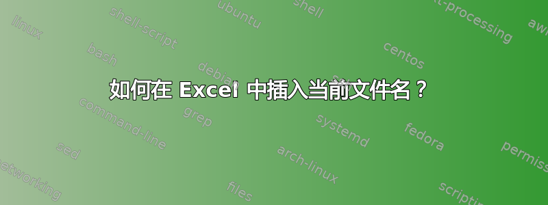 如何在 Excel 中插入当前文件名？