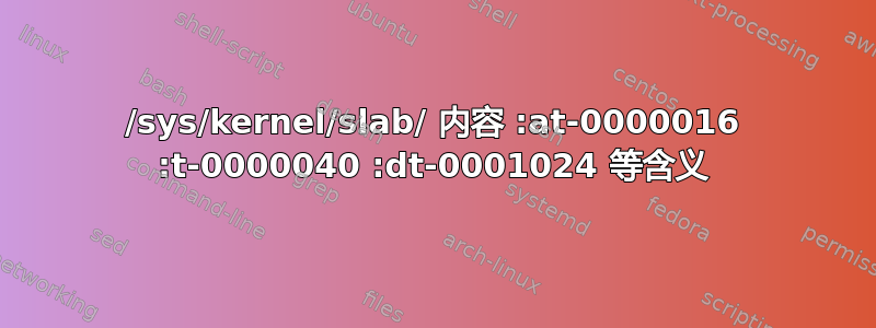 /sys/kernel/slab/ 内容 :at-0000016 :t-0000040 :dt-0001024 等含义