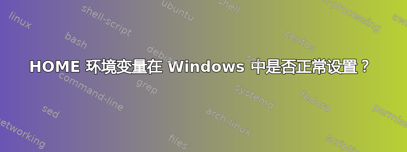 HOME 环境变量在 Windows 中是否正常设置？