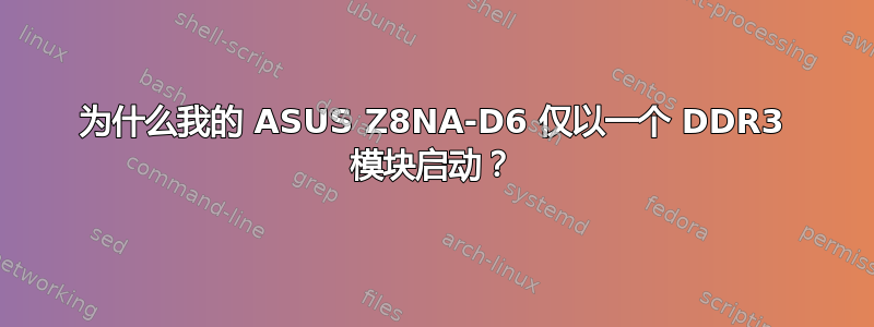 为什么我的 ASUS Z8NA-D6 仅以一个 DDR3 模块启动？