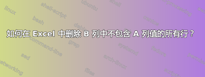 如何在 Excel 中删除 B 列中不包含 A 列值的所有行？