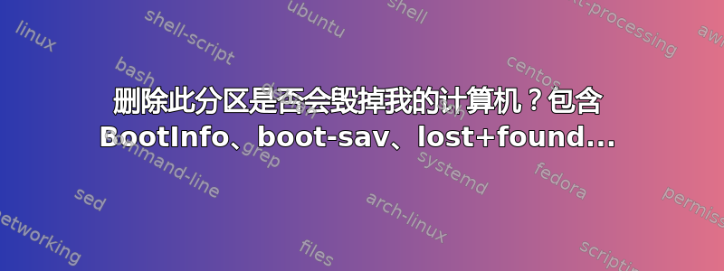 删除此分区是否会毁掉我的计算机？包含 BootInfo、boot-sav、lost+found...