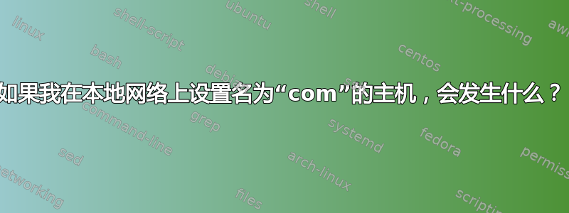 如果我在本地网络上设置名为“com”的主机，会发生什么？