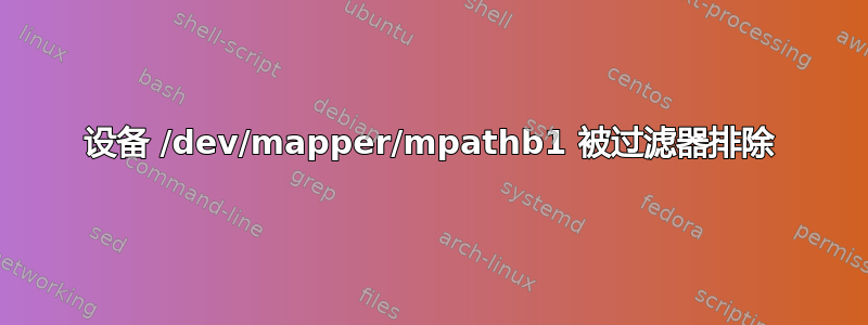 设备 /dev/mapper/mpathb1 被过滤器排除