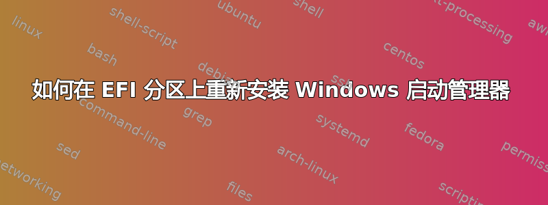 如何在 EFI 分区上重新安装 Windows 启动管理器