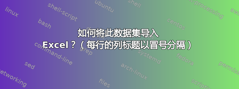 如何将此数据集导入 Excel？（每行的列标题以冒号分隔）