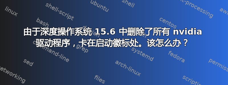 由于深度操作系统 15.6 中删除了所有 nvidia 驱动程序，卡在启动徽标处。该怎么办？