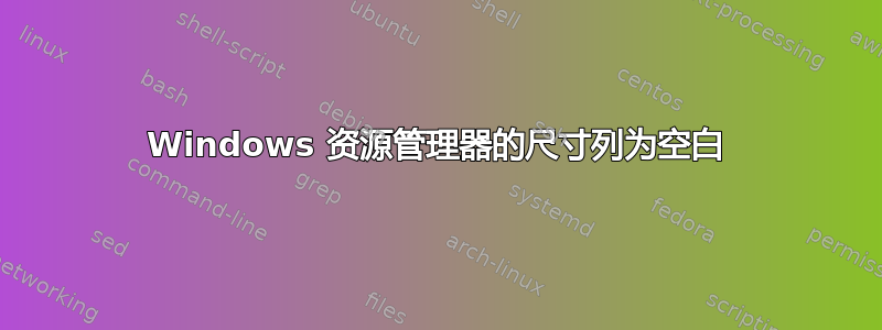 Windows 资源管理器的尺寸列为空白