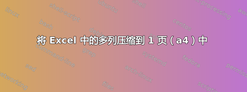 将 Excel 中的多列压缩到 1 页（a4）中