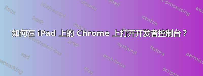 如何在 iPad 上的 Chrome 上打开开发者控制台？