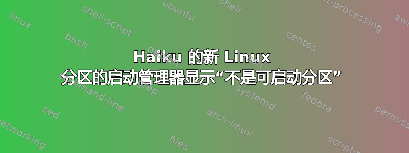 Haiku 的新 Linux 分区的启动管理器显示“不是可启动分区”