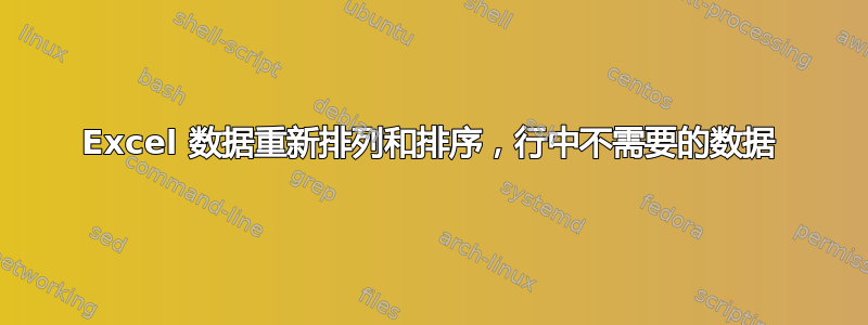 Excel 数据重新排列和排序，行中不需要的数据