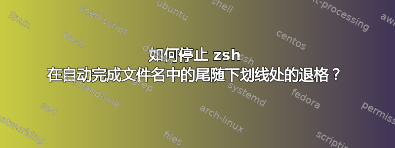 如何停止 zsh 在自动完成文件名中的尾随下划线处的退格？