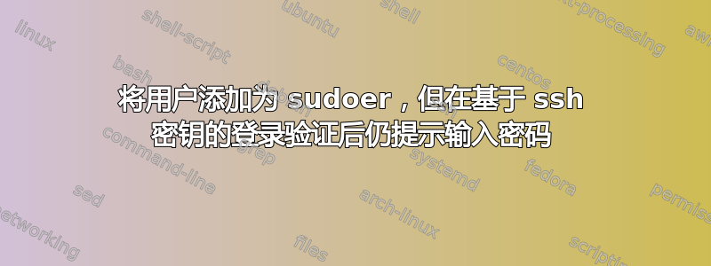 将用户添加为 sudoer，但在基于 ssh 密钥的登录验证后仍提示输入密码