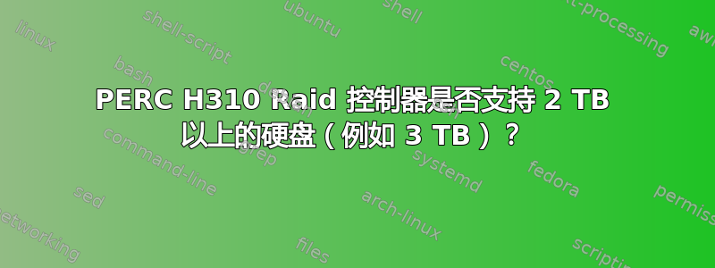 PERC H310 Raid 控制器是否支持 2 TB 以上的硬盘（例如 3 TB）？