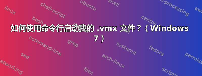 如何使用命令行启动我的 .vmx 文件？（Windows 7）