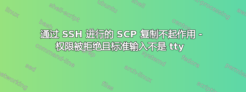 通过 SSH 进行的 SCP 复制不起作用 - 权限被拒绝且标准输入不是 tty 