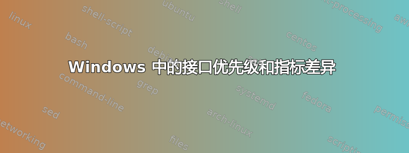 Windows 中的接口优先级和指标差异