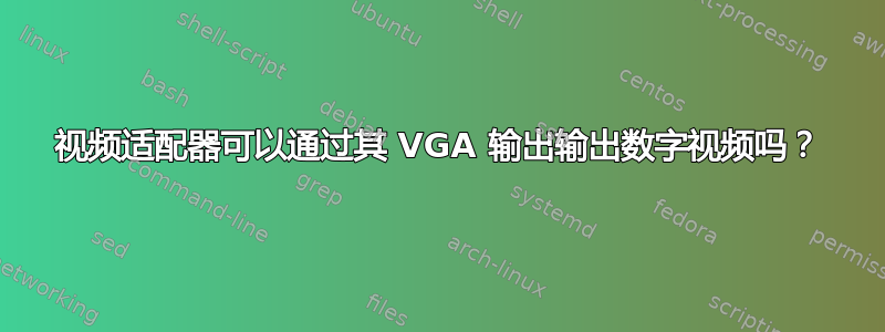 视频适配器可以通过其 VGA 输出输出数字视频吗？