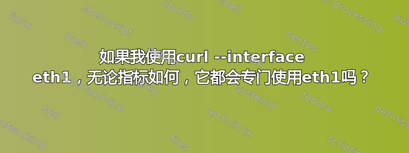 如果我使用curl --interface eth1，无论指标如何，它都会专门使用eth1吗？