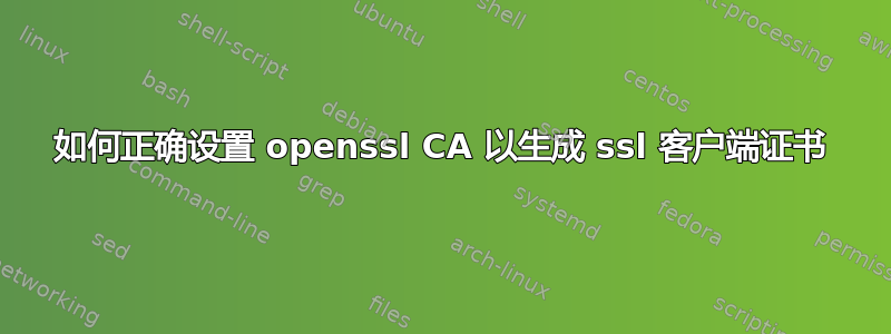 如何正确设置 openssl CA 以生成 ssl 客户端证书