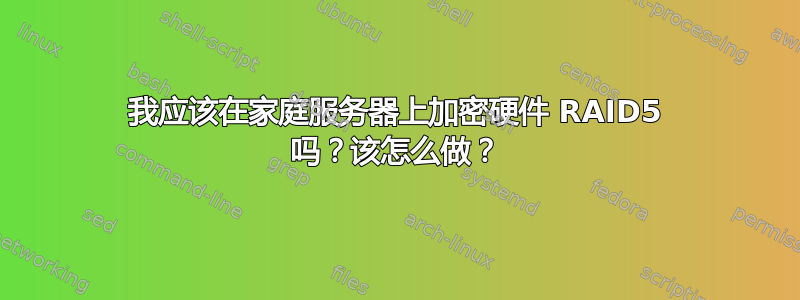 我应该在家庭服务器上加密硬件 RAID5 吗？该怎么做？