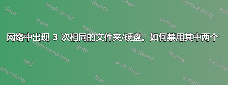 网络中出现 3 次相同的文件夹/硬盘。如何禁用其中两个