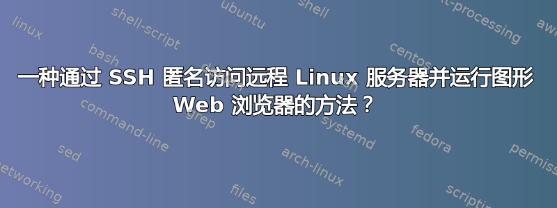 一种通过 SSH 匿名访问远程 Linux 服务器并运行图形 Web 浏览器的方法？