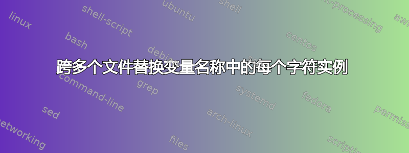 跨多个文件替换变量名称中的每个字符实例