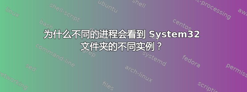 为什么不同的进程会看到 System32 文件夹的不同实例？