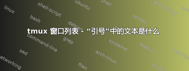 tmux 窗口列表 - “引号”中的文本是什么