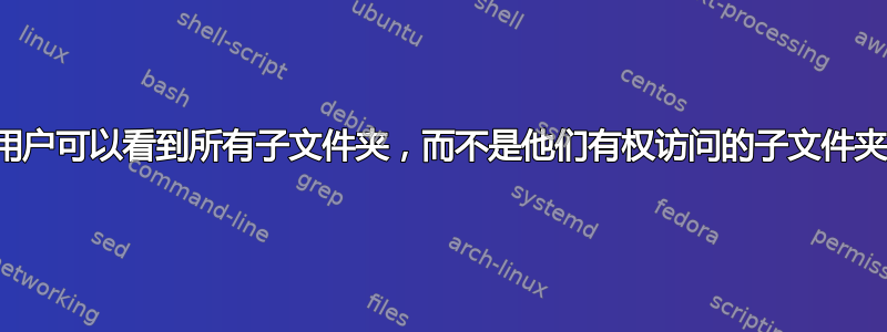 用户可以看到所有子文件夹，而不是他们有权访问的子文件夹