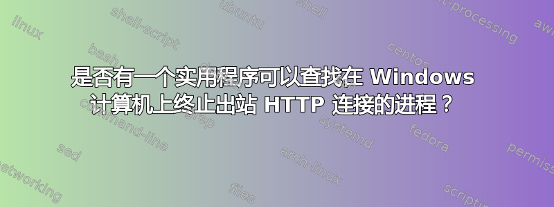 是否有一个实用程序可以查找在 Windows 计算机上终止出站 HTTP 连接的进程？