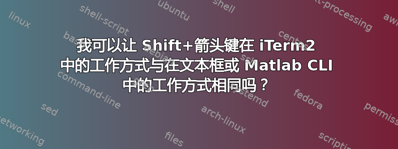 我可以让 Shift+箭头键在 iTerm2 中的工作方式与在文本框或 Matlab CLI 中的工作方式相同吗？