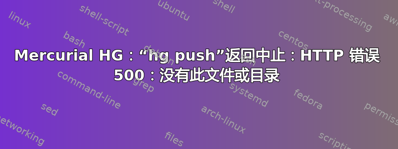 Mercurial HG：“hg push”返回中止：HTTP 错误 500：没有此文件或目录