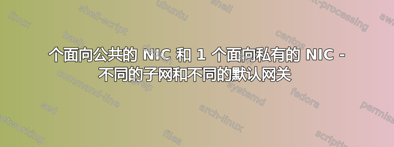 1 个面向公共的 NIC 和 1 个面向私有的 NIC - 不同的子网和不同的默认网关