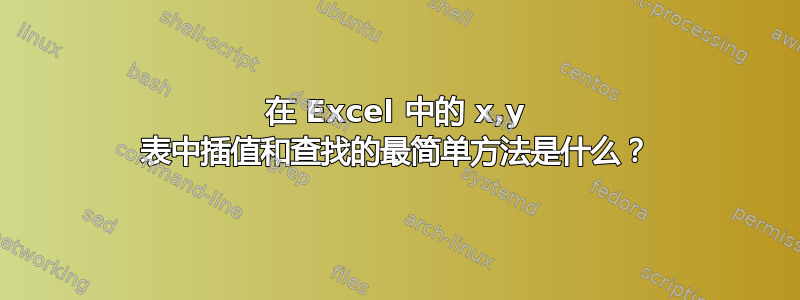 在 Excel 中的 x,y 表中插值和查找的最简单方法是什么？