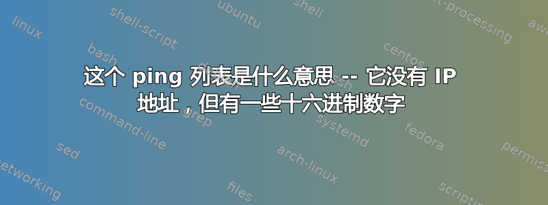 这个 ping 列表是什么意思 -- 它没有 IP 地址，但有一些十六进制数字