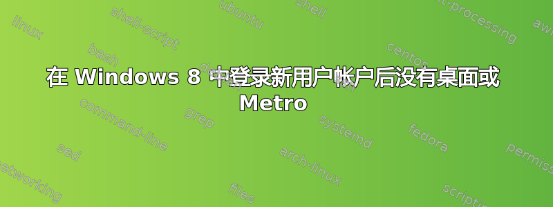 在 Windows 8 中登录新用户帐户后没有桌面或 Metro