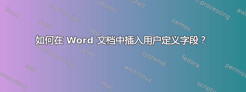 如何在 Word 文档中插入用户定义字段？