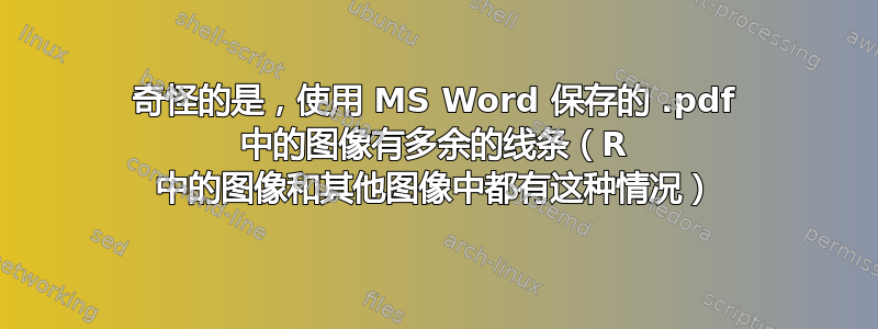 奇怪的是，使用 MS Word 保存的 .pdf 中的图像有多余的线条（R 中的图像和其他图像中都有这种情况）