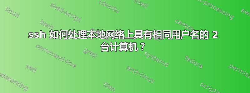 ssh 如何处理本地网络上具有相同用户名的 2 台计算机？