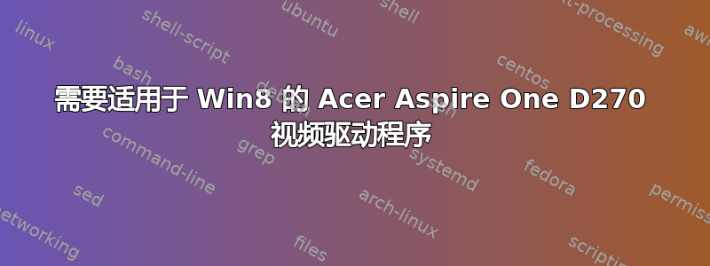 需要适用于 Win8 的 Acer Aspire One D270 视频驱动程序