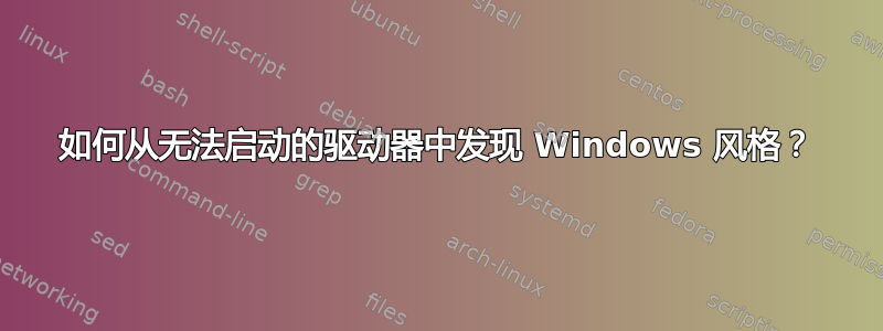 如何从无法启动的驱动器中发现 Windows 风格？