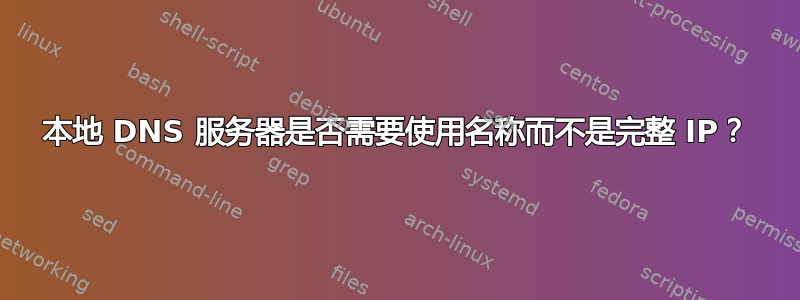 本地 DNS 服务器是否需要使用名称而不是完整 IP？