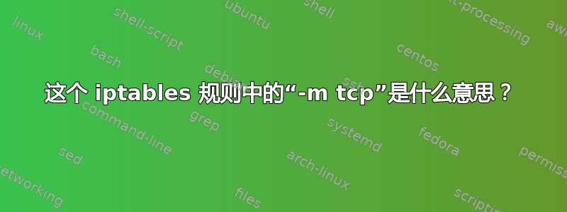 这个 iptables 规则中的“-m tcp”是什么意思？